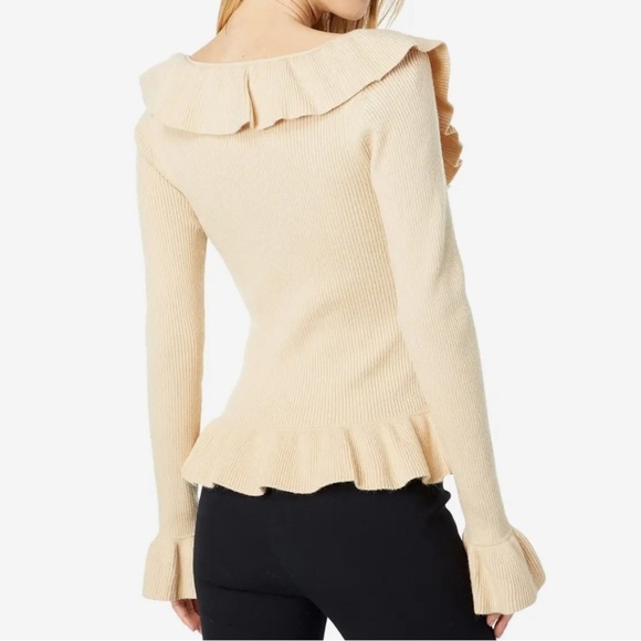 WAYF Flutter Ruffle Ribbed Cardigan Size Large NWT - Picture 3 of 6